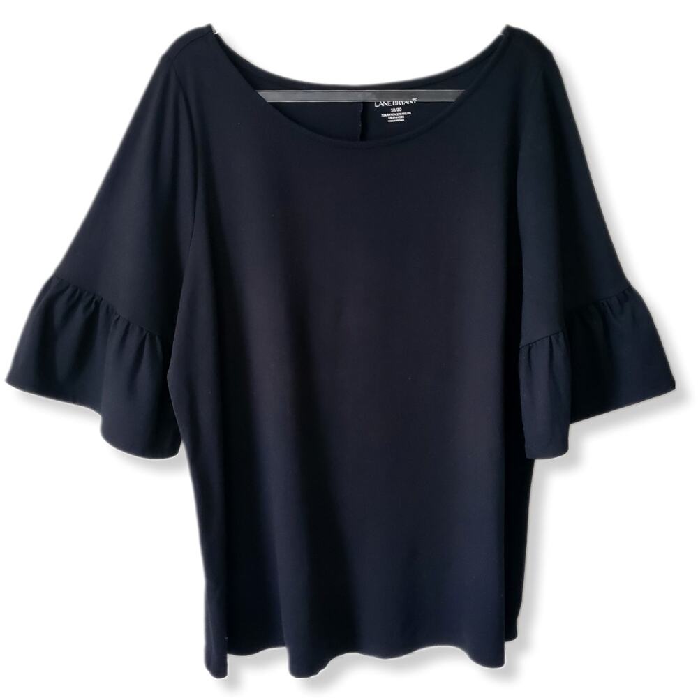 Lane Bryant Plus Black Ruffle Shirt Top 18 20 Minimalist Neutral Dark Whimsigoth